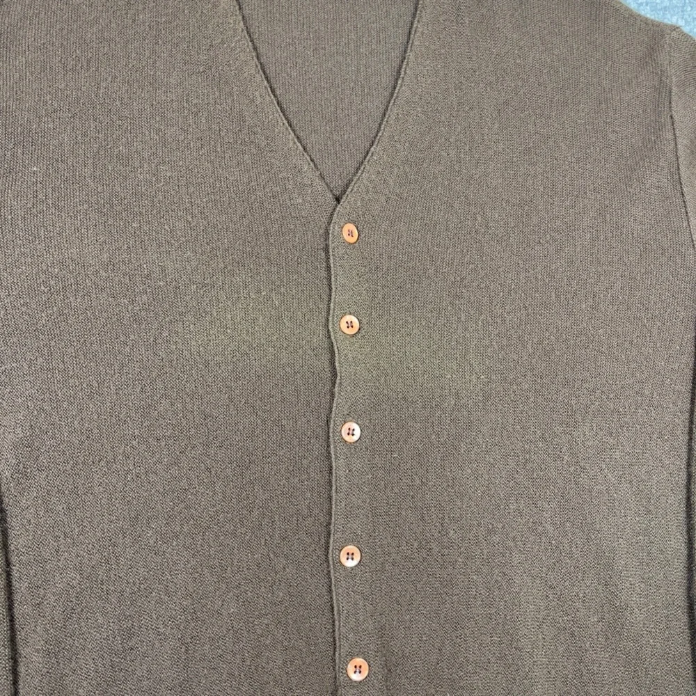Vintage Signet Cardigan Sweater Mens XL Brown Knit Made in USA Button Up